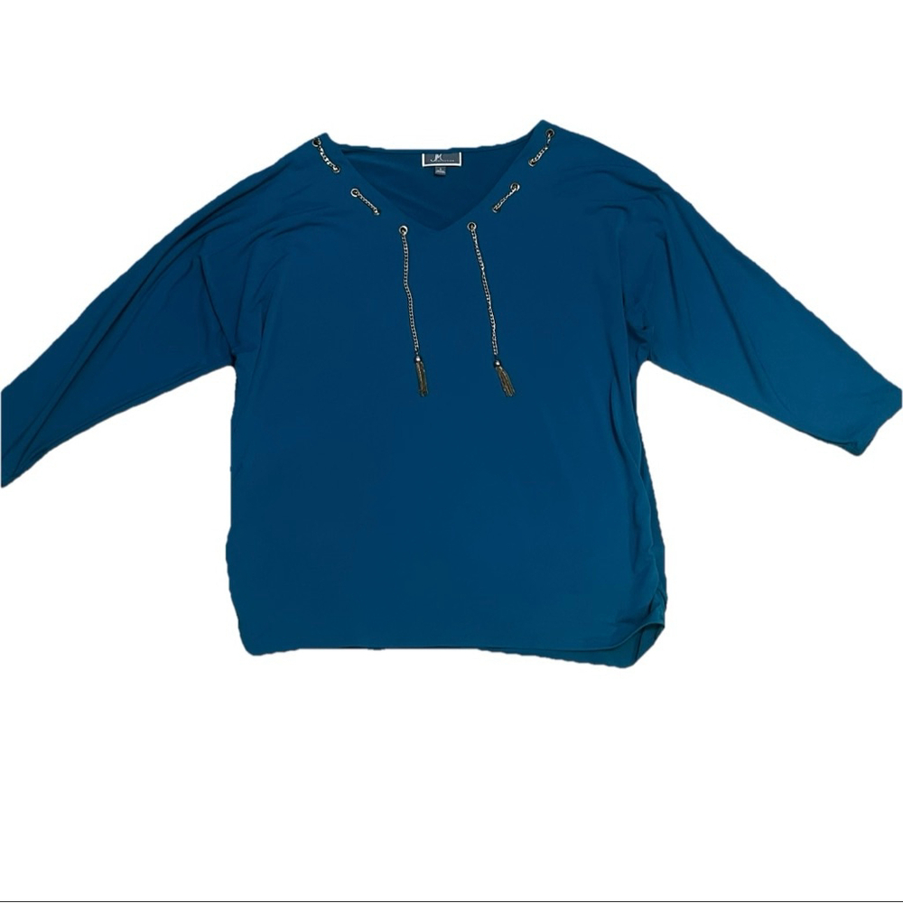 Women's JM Collection Teal Long Sleeve Top Size L